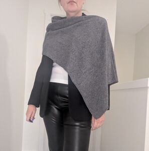 Grey Cashmere Poncho Shawl